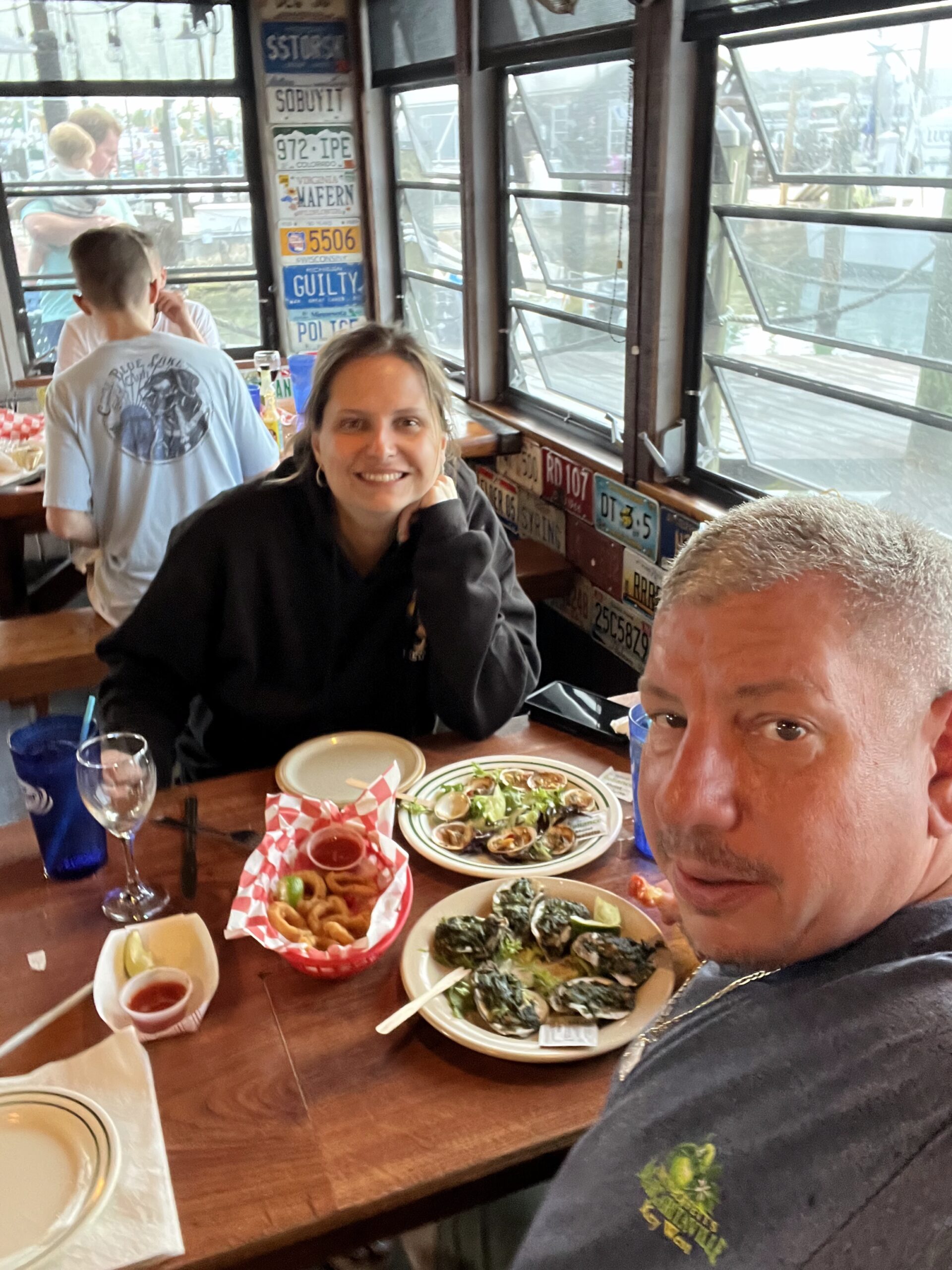 Eating fresh seafood in Key West.