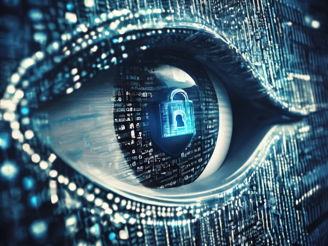 Digital eye with lock logo